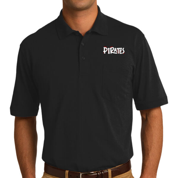 Embroidered Pisgah Funky Font - Core Blend Jersey Knit Pocket Polo Thumbnail